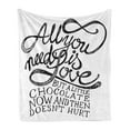 thumbnail image 1 of Saying Soft Flannel Fleece Throw Blanket, All You Need is Love Calligraphy Comic Fun Happiness Words Classic Artwork Print, Cozy Plush for Indoor and Outdoor Use, 50" x 70", White Black, by Ambesonne, 1 of 6