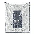 thumbnail image 1 of Saying Soft Flannel Fleece Throw Blanket, Backdrop with Curl and Stars Vintage Doodle with Jar and Hand Lettering, Cozy Plush for Indoor and Outdoor Use, 50" x 70", Dark Blue Grey White, by Ambesonne, 1 of 5