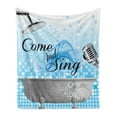 thumbnail image 1 of Saying Soft Flannel Fleece Throw Blanket, Bath Tub Design with a Come and Sing Message Happy Style Typography, Cozy Plush for Indoor and Outdoor Use, 70" x 90", Pale Blue White, by Ambesonne, 1 of 5
