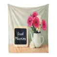 thumbnail image 1 of Saying Soft Flannel Fleece Throw Blanket, Blackboard the Phrase Morning Written on It Next to Vase Fresh Flowers, Cozy Plush for Indoor and Outdoor Use, 70" x 90", Multicolor, by Ambesonne, 1 of 5