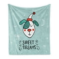 thumbnail image 1 of Saying Soft Flannel Fleece Throw Blanket, Cartoon Dog with Hat on a Heart Moon and Stars Background Doodle Style Animal, Cozy Plush for Indoor and Outdoor Use, 60" x 80", Multicolor, by Ambesonne, 1 of 5