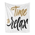 thumbnail image 1 of Saying Soft Flannel Fleece Throw Blanket, Coffee Break Conceptual Time to Relax Hand-drawn Lettering, Cozy Plush for Indoor and Outdoor Use, 50" x 60", Dark Taupe Pale Coffee, by Ambesonne, 1 of 5