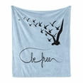 thumbnail image 1 of Saying Soft Flannel Fleece Throw Blanket, Daily Cursive Be Free Typography Birds Freedom Motivation Themed Art, Cozy Plush for Indoor and Outdoor Use, 50" x 60", Charcoal Grey Baby Blue, by Ambesonne, 1 of 5