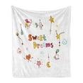 thumbnail image 1 of Saying Soft Flannel Fleece Throw Blanket, Doodle Stars Box Crescent Moon Heart and Toys Colorful Sleep Themed Image, Cozy Plush for Indoor and Outdoor Use, 70" x 90", Multicolor, by Ambesonne, 1 of 5