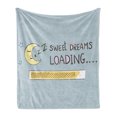 thumbnail image 1 of Saying Soft Flannel Fleece Throw Blanket, Dreams Loading Concept with Progress Bar Design and Funny Moon Asleep, Cozy Plush for Indoor and Outdoor Use, 60" x 80", Multicolor, by Ambesonne, 1 of 5