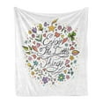 thumbnail image 1 of Saying Soft Flannel Fleece Throw Blanket, Enjoy the Little Things Message with Tiny Flowers Stars and Hearts, Cozy Plush for Indoor and Outdoor Use, 50" x 70", Multicolor, by Ambesonne, 1 of 6
