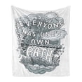 thumbnail image 1 of Saying Soft Flannel Fleece Throw Blanket, Everyone Has Ones Own Path Calligraphy Chaotic Doodle, Cozy Plush for Indoor and Outdoor Use, 50" x 60", Blue Grey White, by Ambesonne, 1 of 5