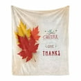 thumbnail image 1 of Saying Soft Flannel Fleece Throw Blanket, Be Grateful and Give Thanks Message Appreciation Themed Design with Maple Leaves, Cozy Plush for Indoor and Outdoor Use, 60" x 80", Multicolor, by Ambesonne, 1 of 6