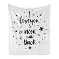thumbnail image 1 of Saying Soft Flannel Fleece Throw Blanket, Hand Drawn I Love You to the Moon and Back Words Stars Celebration Theme, Cozy Plush for Indoor and Outdoor Use, 70" x 90", Cocoa Black, by Ambesonne, 1 of 6