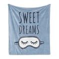 thumbnail image 1 of Saying Soft Flannel Fleece Throw Blanket, Hand Drawn Sleeping Theme Illustration Doodle Simplistic Arrangement, Cozy Plush for Indoor and Outdoor Use, 50" x 70", Slate Blue Dark Blue, by Ambesonne, 1 of 5