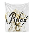 thumbnail image 1 of Saying Soft Flannel Fleece Throw Blanket, Hand Painted Brush Lettering Inspirational Textd Bare Feet, Cozy Plush for Indoor and Outdoor Use, 50" x 70", Pale Coffee Black White, by Ambesonne, 1 of 6