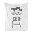 thumbnail image 1 of Saying Soft Flannel Fleece Throw Blanket, Happy Weekend Lets Stay in Bed Typography Cartoon, Cozy Plush for Indoor and Outdoor Use, 60" x 80", Purple Grey, by Ambesonne, 1 of 6