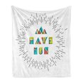 thumbnail image 1 of Saying Soft Flannel Fleece Throw Blanket, Have Fun Inspirational Words with Geometric Details Print, Cozy Plush for Indoor and Outdoor Use, 70" x 90", Black Green Blue, by Ambesonne, 1 of 5