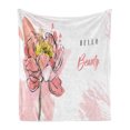 thumbnail image 1 of Saying Soft Flannel Fleece Throw Blanket, Hello Beauty Text with a Pastel Abstract Peony Blossom and Freehand Brush Strokes, Cozy Plush for Indoor and Outdoor Use, 70" x 90", Multicolor, by Ambesonne, 1 of 5
