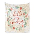 thumbnail image 1 of Saying Soft Flannel Fleece Throw Blanket, Hello My Love Valligraphy in Pastel Tones Floral Wreath Valentines Day Themed, Cozy Plush for Indoor and Outdoor Use, 70" x 90", Multicolor, by Ambesonne, 1 of 5