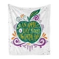 thumbnail image 1 of Saying Soft Flannel Fleece Throw Blanket, Inspirational Apple Print for Motivation Clean Eating Diet Fresh and Healthy, Cozy Plush for Indoor and Outdoor Use, 50" x 60", Green Purple, by Ambesonne, 1 of 5
