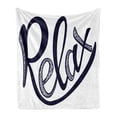 thumbnail image 1 of Saying Soft Flannel Fleece Throw Blanket, Inspirational Lettering Hand-drawn Detailed and Calligraphic Font, Cozy Plush for Indoor and Outdoor Use, 60" x 80", Indigo and White, by Ambesonne, 1 of 6