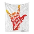 thumbnail image 1 of Saying Soft Flannel Fleece Throw Blanket, Kiss the Hell out of Me Please Phrase Rock and Roll Grunge Dots, Cozy Plush for Indoor and Outdoor Use, 50" x 70", Vermilion Orange Black, by Ambesonne, 1 of 6