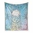 thumbnail image 1 of Saying Soft Flannel Fleece Throw Blanket, Listen to the Rhythm of the Falling Rain Lettering with Doodle Ornates and Clouds, Cozy Plush for Indoor and Outdoor Use, 60" x 80", Multicolor, by Ambesonne, 1 of 6