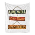 thumbnail image 1 of Saying Soft Flannel Fleece Throw Blanket, Live Well Love Much Laugh Often Words Rusty Signs Tied Chains Print, Cozy Plush for Indoor and Outdoor Use, 50" x 70", Multicolor, by Ambesonne, 1 of 5
