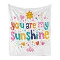thumbnail image 1 of Saying Soft Flannel Fleece Throw Blanket, Love Text Print Made by Fun Happy Animal and Heart Kids Nursery Theme, Cozy Plush for Indoor and Outdoor Use, 50" x 60", Multicolor, by Ambesonne, 1 of 6