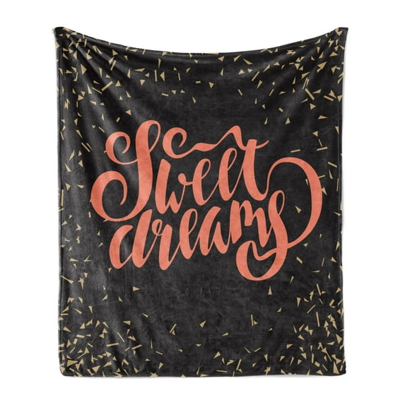 Saying Soft Flannel Fleece Throw Blanket, Modern Calligraphic Words with Scattered Graphic, Cozy Plush for Indoor and Outdoor Use, 50" x 60", Pale Brown Black, by Ambesonne