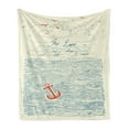 thumbnail image 1 of Saying Soft Flannel Fleece Throw Blanket, My Love Deep as the Ocean Text Sketchy Sea Clouds Birds and Anchor, Cozy Plush for Indoor and Outdoor Use, 70" x 90", Vermilion Blue Beige, by Ambesonne, 1 of 5