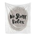thumbnail image 1 of Saying Soft Flannel Fleece Throw Blanket, No Stress Relax Lettering Brush Stroked Style on Vortex, Cozy Plush for Indoor and Outdoor Use, 70" x 90", Dark Brown Pale Grey, by Ambesonne, 1 of 5