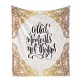 thumbnail image 1 of Saying Soft Flannel Fleece Throw Blanket, Ornamental Print Framing Cursive Calligraphy Orient, Cozy Plush for Indoor and Outdoor Use, 70" x 90", Ginger Orange, by Ambesonne, 1 of 5