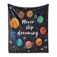 thumbnail image 1 of Saying Soft Flannel Fleece Throw Blanket, Outer Space Planets Star Cluster Solar System Moon Comets Sun Cosmos Illustration, Cozy Plush for Indoor and Outdoor Use, 70" x 90", Multicolor, by Ambesonne, 1 of 5