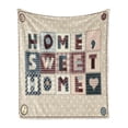 thumbnail image 1 of Saying Soft Flannel Fleece Throw Blanket, Patchwork Style Composition with Letters on Retro Polka Dots Buttons Print, Cozy Plush for Indoor and Outdoor Use, 50" x 60", Multicolor, by Ambesonne, 1 of 5