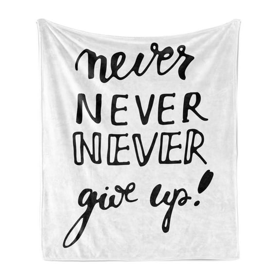 Saying Soft Flannel Fleece Throw Blanket, Phrase with Different Typographic Designs Philosophy Motivation, Cozy Plush for Indoor and Outdoor Use, 70" x 90", Black and White, by Ambesonne