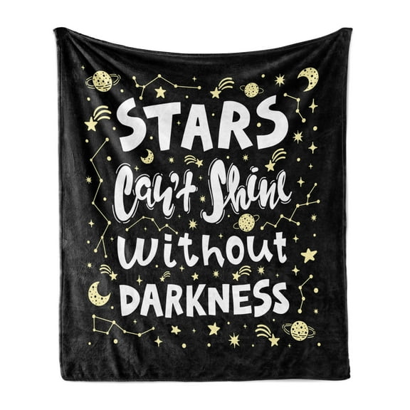 Saying Soft Flannel Fleece Throw Blanket, Positive Phrase About Life Success Sayings Galactic Items, Cozy Plush for Indoor and Outdoor Use, 50" x 70", Pale Yellow Dark Taupe, by Ambesonne