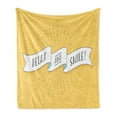 thumbnail image 1 of Saying Soft Flannel Fleece Throw Blanket, Positive Vivid Color Vintage Design Relax and Smile Message, Cozy Plush for Indoor and Outdoor Use, 50" x 70", Mustard Black White, by Ambesonne, 1 of 5