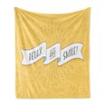 thumbnail image 1 of Saying Soft Flannel Fleece Throw Blanket, Positive Vivid Color Vintage Design Relax and Smile Message, Cozy Plush for Indoor and Outdoor Use, 60" x 80", Mustard Black White, by Ambesonne, 1 of 5