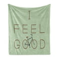 thumbnail image 1 of Saying Soft Flannel Fleece Throw Blanket, Positive Words Typography Design with a Bicycle, Cozy Plush for Indoor and Outdoor Use, 60" x 80", Green Cocoa, by Ambesonne, 1 of 5