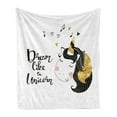 thumbnail image 1 of Saying Soft Flannel Fleece Throw Blanket, Print of Dream Like a Unicorn Calligraphy with Music Horned Horse, Cozy Plush for Indoor and Outdoor Use, 60" x 80", Yellow and Charcoal Grey, by Ambesonne, 1 of 5