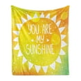 thumbnail image 1 of Saying Soft Flannel Fleece Throw Blanket, Radiant Sunshine Phrase Made with Triangles Dots Love Romance Artwork, Cozy Plush for Indoor and Outdoor Use, 50" x 60", Yellow, by Ambesonne, 1 of 5