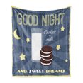 thumbnail image 1 of Saying Soft Flannel Fleece Throw Blanket, Retro Poster with Chocolate Biscuits and a Glass of Milk Night Words, Cozy Plush for Indoor and Outdoor Use, 60" x 80", Multicolor, by Ambesonne, 1 of 5