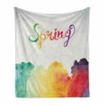 thumbnail image 1 of Saying Soft Flannel Fleece Throw Blanket, Spring Lettering with Rainbow Fog Like Ombre Colored Romantic Modern Image Print, Cozy Plush for Indoor and Outdoor Use, 60" x 80", Multicolor, by Ambesonne, 1 of 6