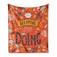 thumbnail image 1 of Saying Soft Flannel Fleece Throw Blanket, Stop Dreaming Start Doing Lettering Composition Flowers and Foliage, Cozy Plush for Indoor and Outdoor Use, 60" x 80", Multicolor, by Ambesonne, 1 of 5