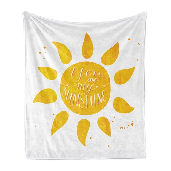 Saying Soft Flannel Fleece Throw Blanket, Sunshine Lettering Grungy Effects Featured Better Half Abstract, Cozy Plush for Indoor and Outdoor Use, 70" x 90", Yellow, by Ambesonne