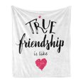 thumbnail image 1 of Saying Soft Flannel Fleece Throw Blanket, True Friendship is Like Lettering Completed by Pink Scribbled Heart, Cozy Plush for Indoor and Outdoor Use, 50" x 60", Black White and Pink, by Ambesonne, 1 of 5