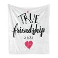 thumbnail image 1 of Saying Soft Flannel Fleece Throw Blanket, True Friendship is Like Lettering Completed by Pink Scribbled Heart, Cozy Plush for Indoor and Outdoor Use, 70" x 90", Black White and Pink, by Ambesonne, 1 of 5