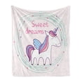 thumbnail image 1 of Saying Soft Flannel Fleece Throw Blanket, Unicorn Hand Drawn Circles Dots and Stars Nursery Theme, Cozy Plush for Indoor and Outdoor Use, 50" x 70", Multicolor, by Ambesonne, 1 of 6