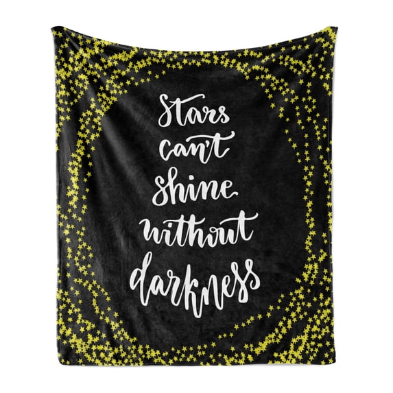 Saying Soft Flannel Fleece Throw Blanket, Uplifting Sayings Better Life Cursive Typography Inspirational Pattern, Cozy Plush for Indoor and Outdoor Use, 50" x 70", Yellow and Dark Taupe, by Ambesonne