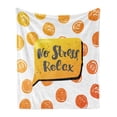 thumbnail image 1 of Saying Soft Flannel Fleece Throw Blanket, Vibrant Colored No Stress Relax Phrase on Speech Bubble, Cozy Plush for Indoor and Outdoor Use, 50" x 70", Earth Yellow Orange, by Ambesonne, 1 of 5