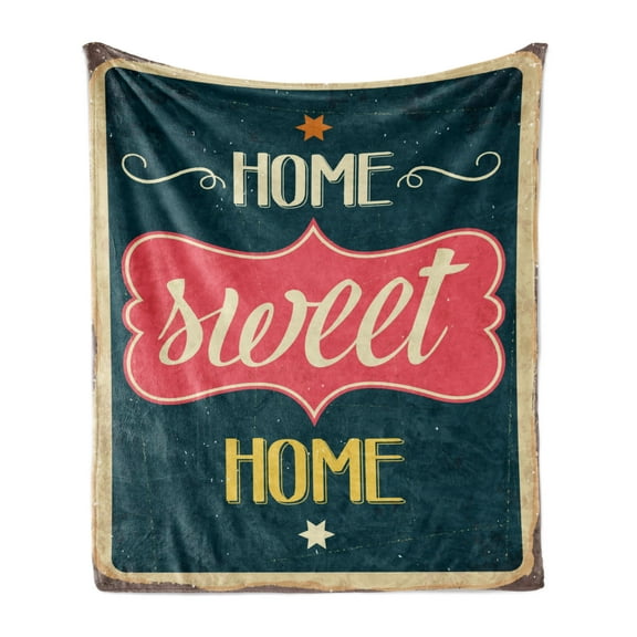 Saying Soft Flannel Fleece Throw Blanket, Weathered Looking Retro Sixties Style Sign Image with Phrase, Cozy Plush for Indoor and Outdoor Use, 50" x 60", Multicolor, by Ambesonne