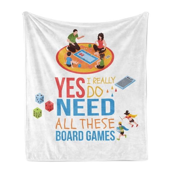 Saying Soft Flannel Fleece Throw Blanket, Yes I Really Do Need All These Board Games Family Time Themed Dice and Pawns, Cozy Plush for Indoor and Outdoor Use, 60" x 80", Lime Green, by Ambesonne