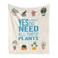 thumbnail image 1 of Saying Soft Flannel Fleece Throw Blanket, Yes I Really Do Need All These Plants Minimalistic Whisper of Nature Artwork, Cozy Plush for Indoor and Outdoor Use, 50" x 70", Sky Blue, by Ambesonne, 1 of 5